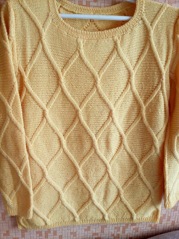 Вязаный свитер джемпер с аранами ручная работа