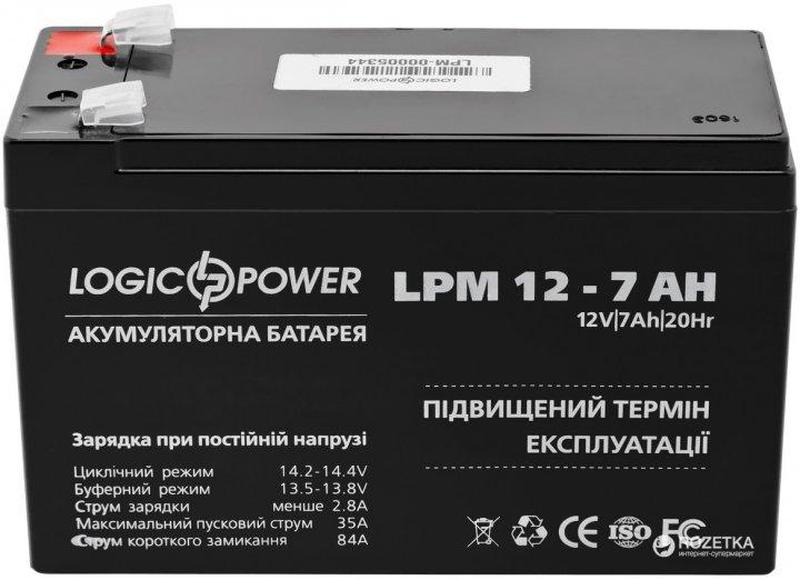 Аккумуляторная батарея 7 а ч 12 в. Аккумулятор LOGICPOWER AGM 12v 7ah lp3862. Аккумулятор 12 вольт 7 ампер. АКБ 7 А/Ч упаковка.