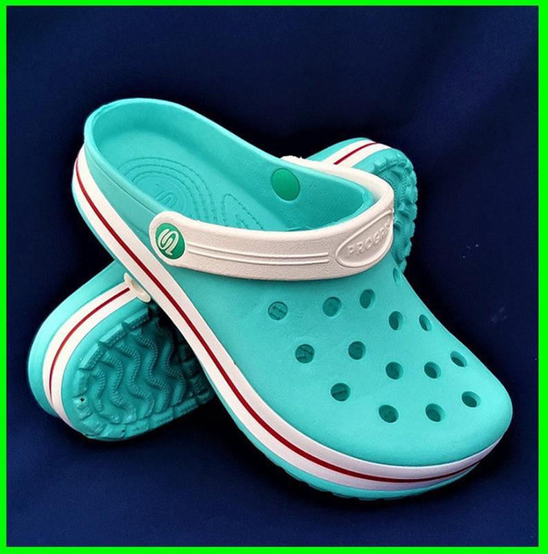 Женские тапочки crocs бирюзовые кроксы шлёпки сланцы (размеры:... - 450 ...