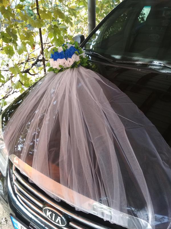 Украшение на свадебную машину, украшения икебана на авто
