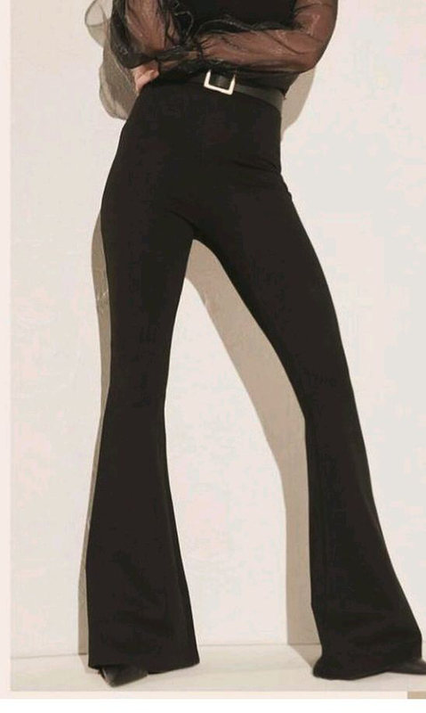 Брюки женские леггинсы клеш высокая талия черный XL: цена 690 грн - купитьБрюки и джинсы женские на ИЗИ
