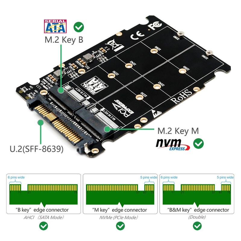 Адаптер переходник U2 Sff 8639 M2 Ssd Nvme Sata Bus Ngff Pci E цена 499 грн купить Носители 2202