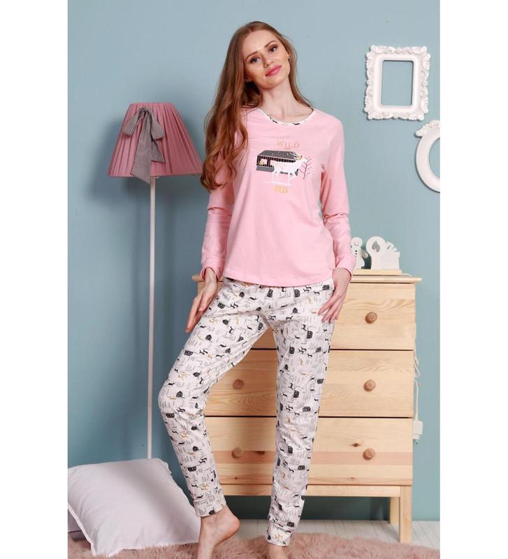 Женская пижама с брюками vienetta 9031093309 розовый