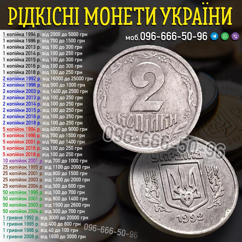 Куплю рідкісні монети України. Дорогі монети України і СРСР