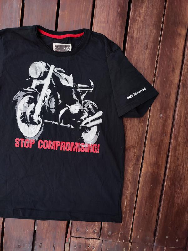 Байкерская футболка bmw motorrad stop compromissing мото футболка