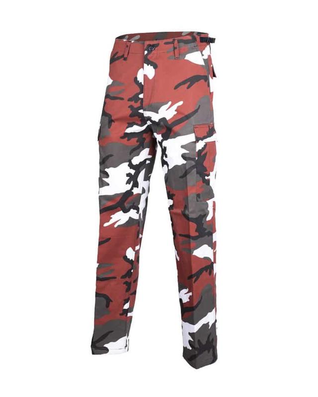 red camo trousers mens