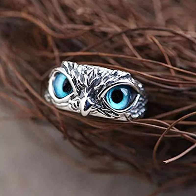 Женское кольцо бижутерия сова каблучка синий