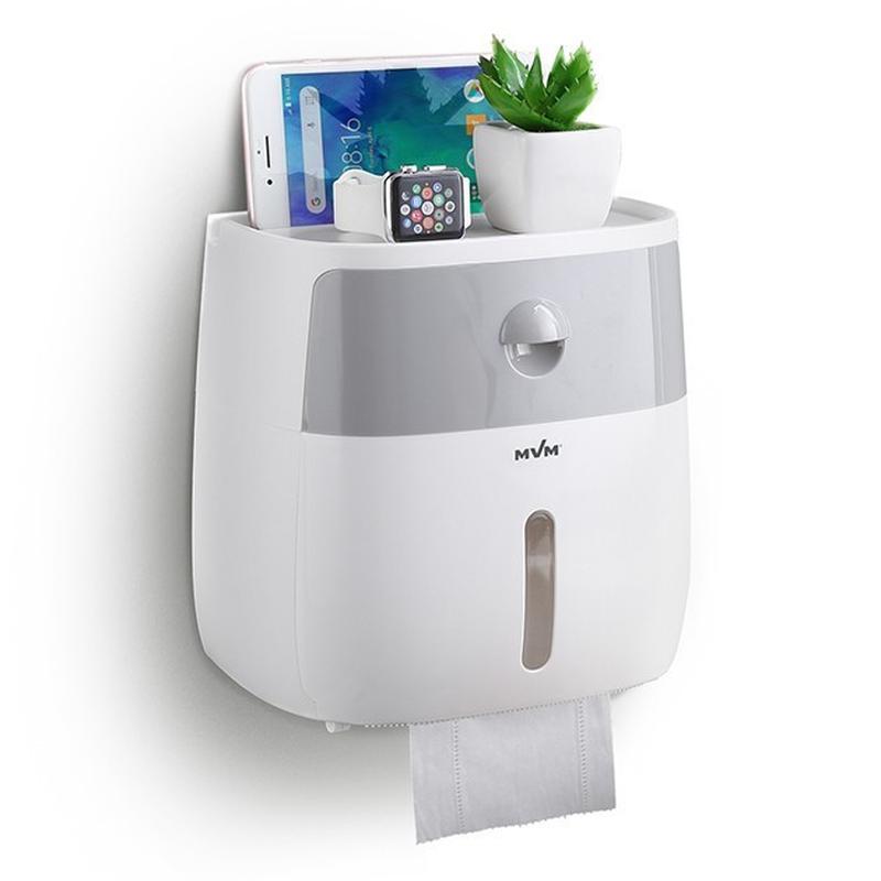 Держатель для туалетной бумаги (клеящийся) MVM BP-16 (бело-серый)