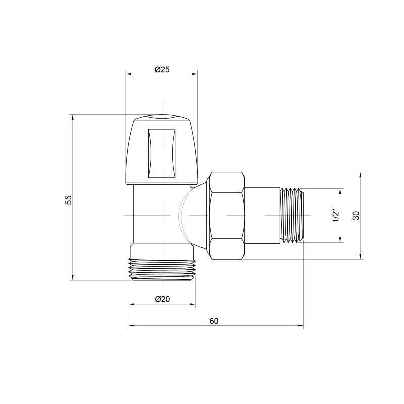 Кран радиаторный Icma 1/2\" угловой под фитинг, без ручки №827 - 143 ...