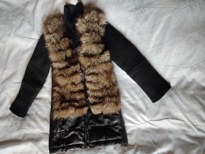 Кожаная демисезонная куртка, курточка с натуральным мехом