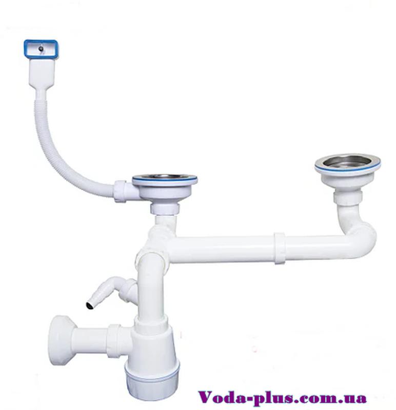 Двойной разноуровневый сифон с переливом для мойки, с отводом ... - 410 ...