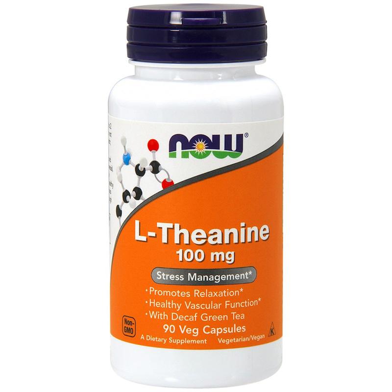 L-Теанин, L-Theanine, Now Foods, 100 мг, 90 вегетарианских капсул