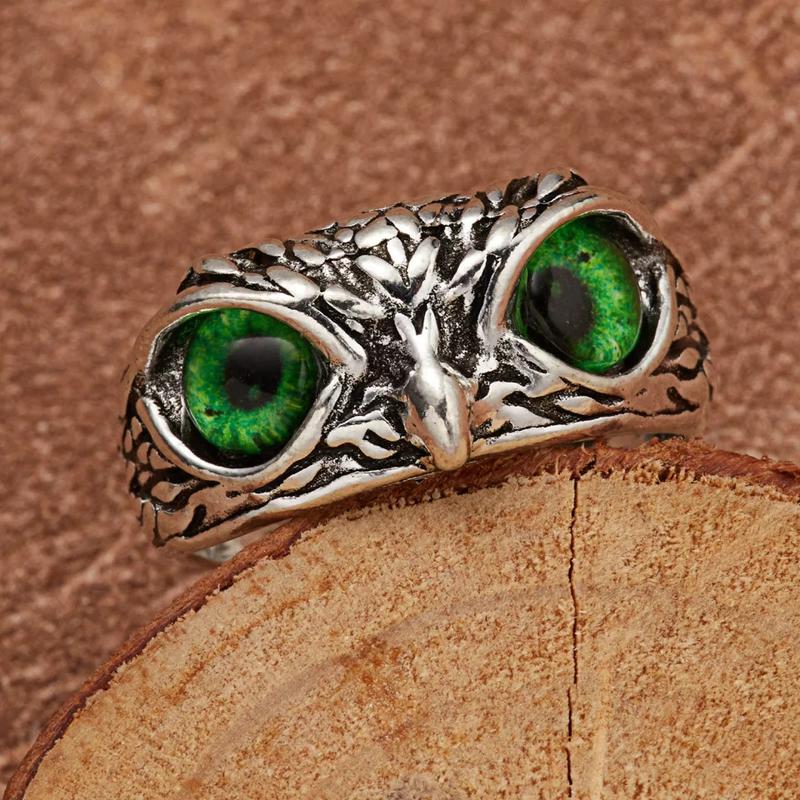 Женское кольцо бижутерия сова каблучка зеленая