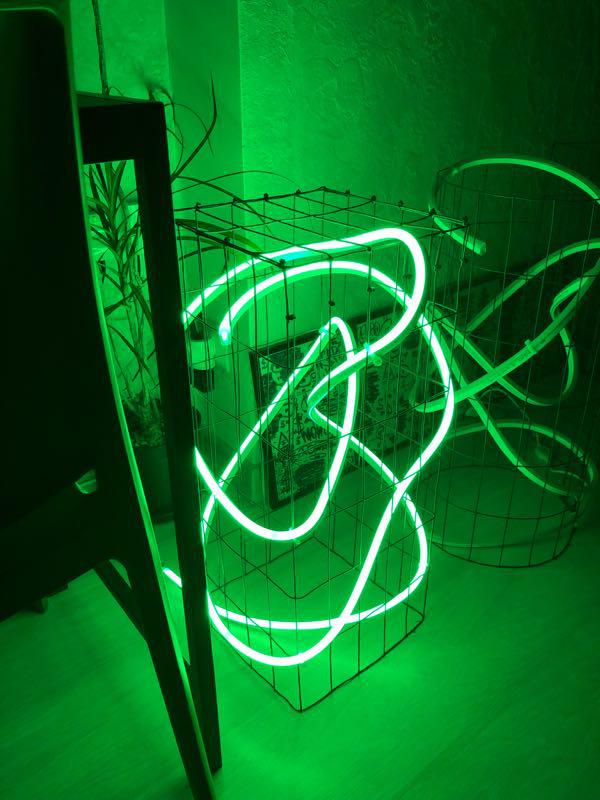 Неоновая лампа светильник прямоугольная зелёный неон