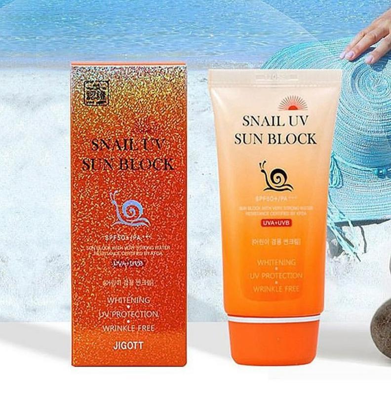 Sun block крем. Jigott Snail UV Sun Block Cream солнцезащитный крем. Солнцезащитный крем UV Sun Block spf50+/pa+++ 70ml (Jigott) Snail. Крем солнцезащитный Snail UV Sun Block 70мл. Snail UV Sun Block SPF 50+pa+++.
