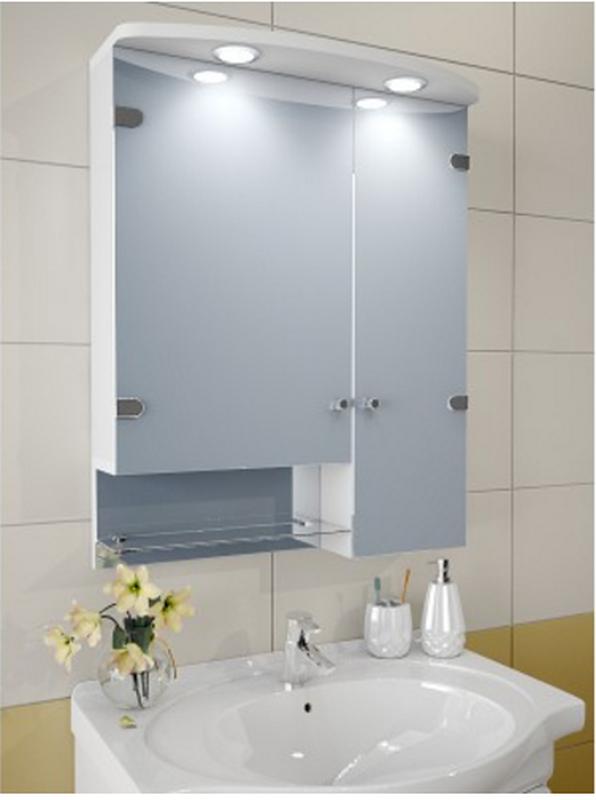 Зеркальный шкаф трюмо в ванную комнату навесной с подсветкой