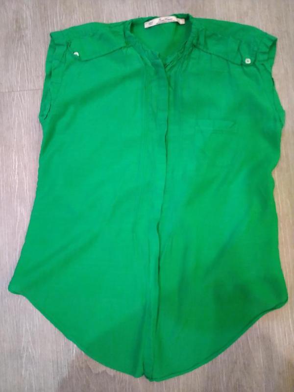 Хлопковый зеленый топ-блуза без рукавов leara woman premium de...