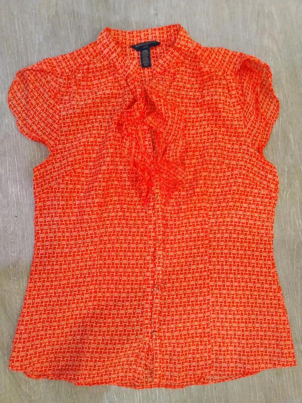 Стильная кораллово-оранжевая шелковая блуза banana republic. р...