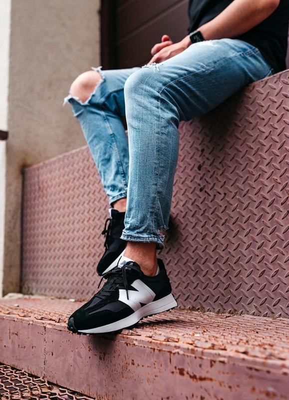 new balance 327 black white satin