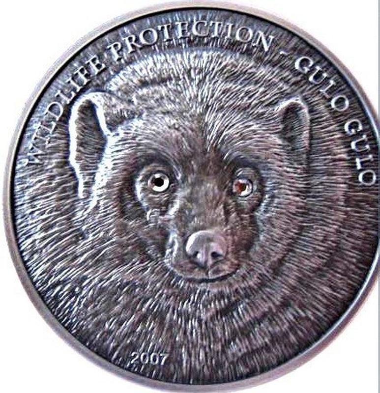 Серебряная монета Банк Монголии, Монета Росомаха, Коллекционна...