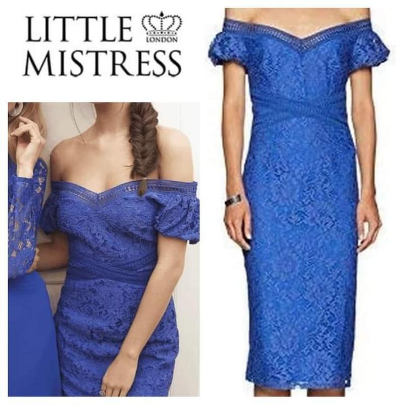 Кобальтова мереживна сукня міді little mistress мереживо синее...