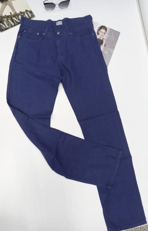 Мужские льняные брюки темно-синего цвета
