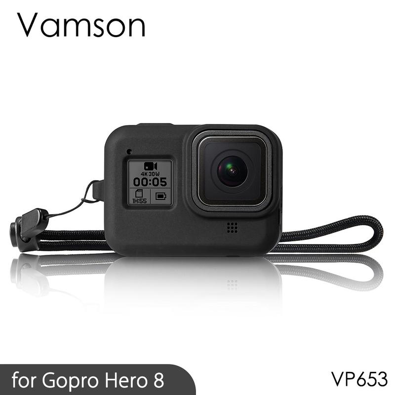 Силиконовый чехол с ремешком для GoPro Hero 8 Black Черный