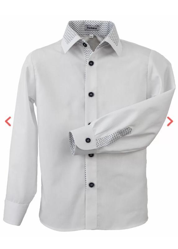 Рубашка белая с длинным рукавом, стильная рост 158-164мм