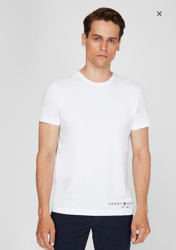 Tommy hilfiger мужская белая футболка hilfiger logo tee