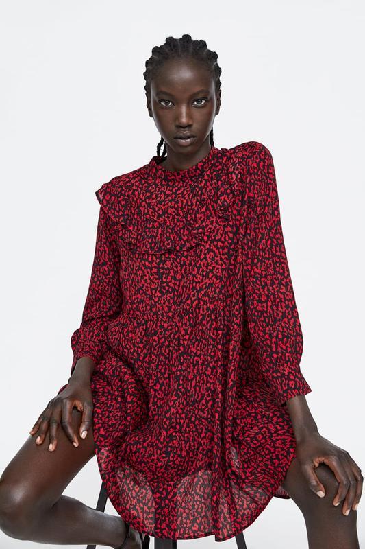 Zara leopard dress store red