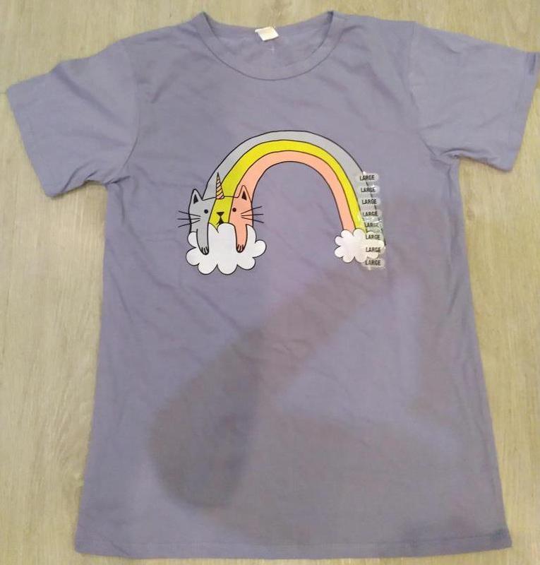 Стильная футболка rainbow cat/радужный кот. размер l.