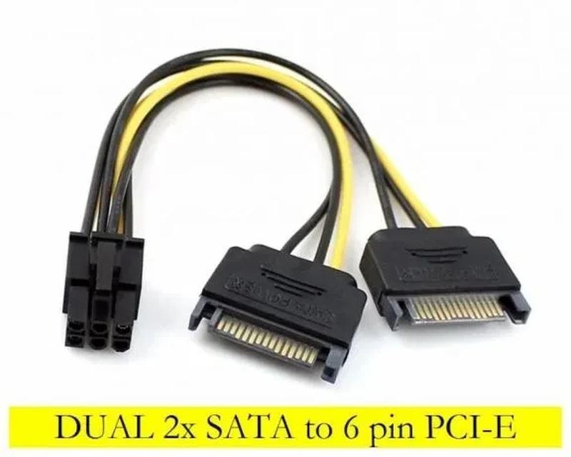 Переходник 2 по 15 pin SATA -> 6 pin для PCI-E удлинитель кабе...: цена ...