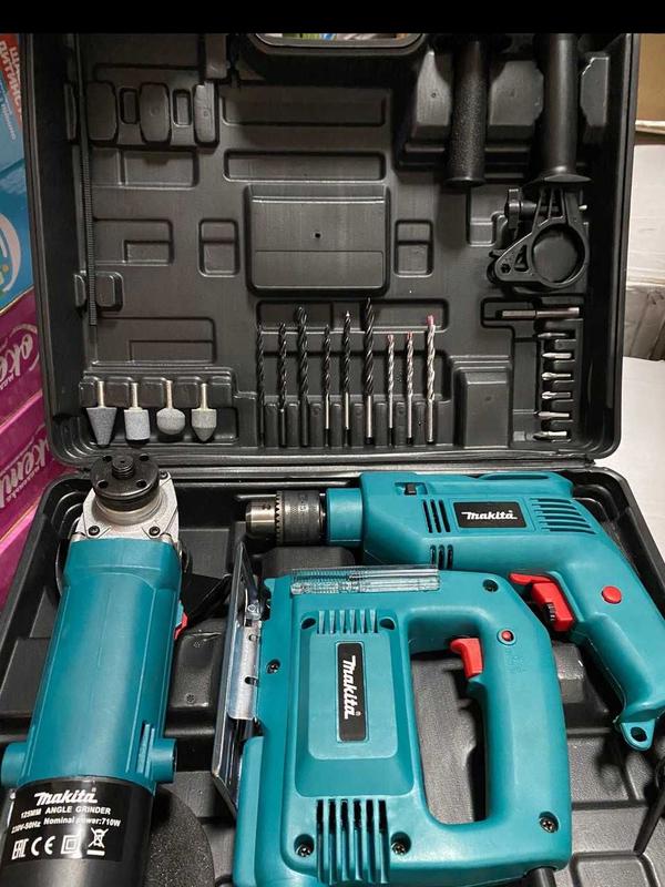 КОМПЛЕКТ Makita 3 в 1 ДРЕЛЬ, лобзик, БОЛГАРКА / Макита три в о...: цена ...