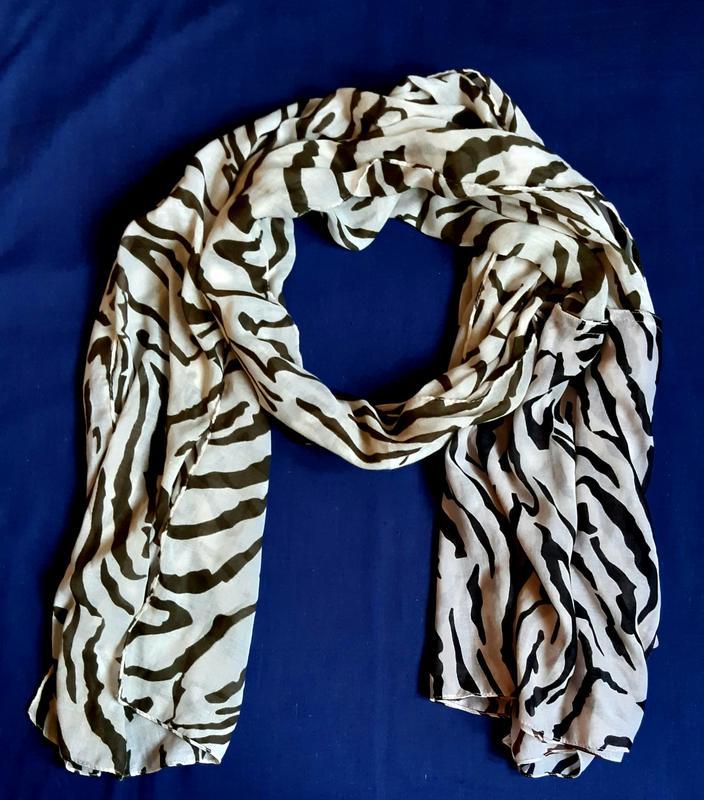 Белый новый полупрозрачный шарф анималистический принт зебра ф...