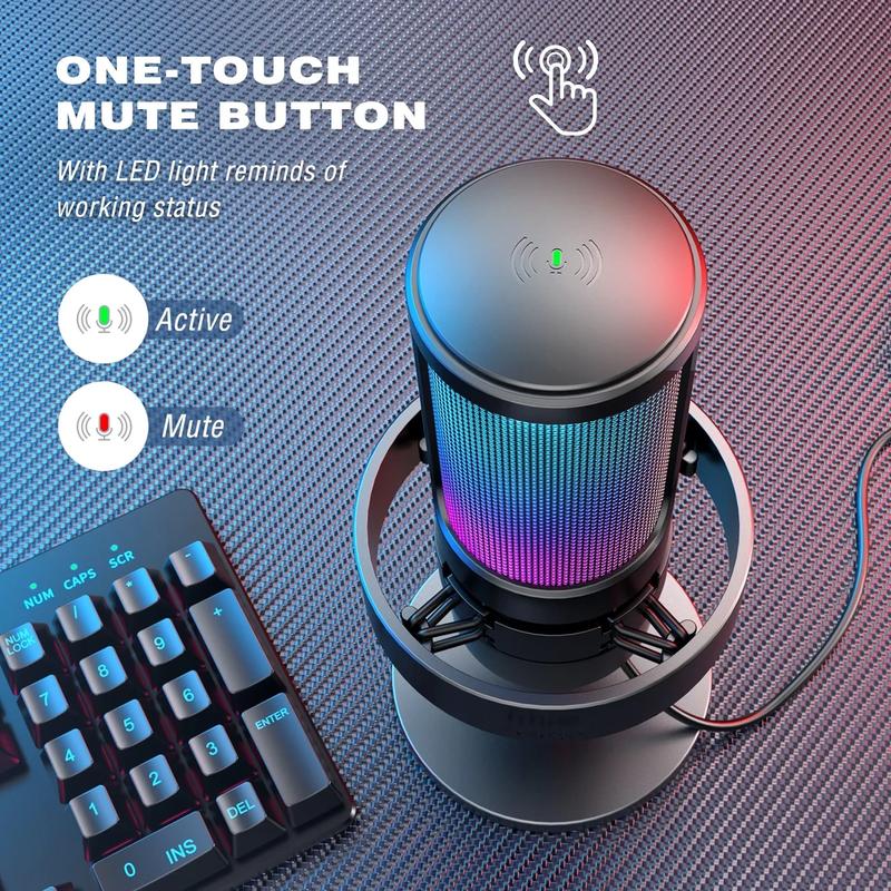 Fifine AmpliGame A8 USB микрофон с RGB подсветкой, поп фильтро...: цена ...