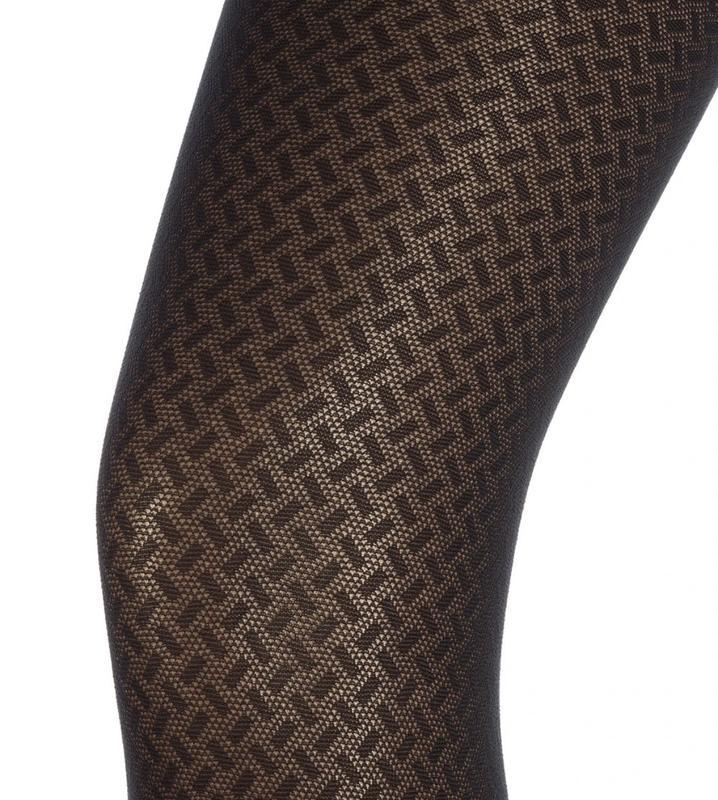 Black tights with small diamond pattern, 80 denier