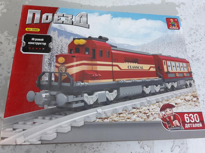 Поезд. Конструктор Лего или типа Lego АРТ.25902.Паравоз,залізна д ...