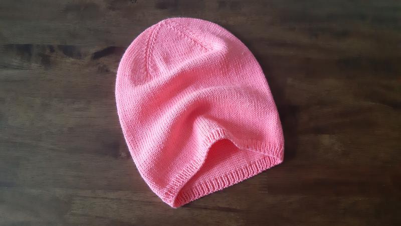 Вязаная детская розовая шапка бини для девочки, шапка на осень...