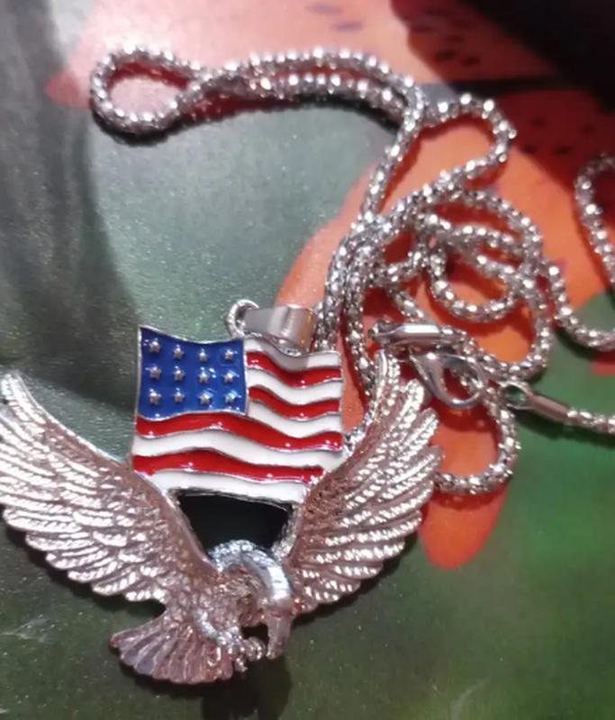 Подвеска кулон цепочка флаг Америка США орел серебристый металл
