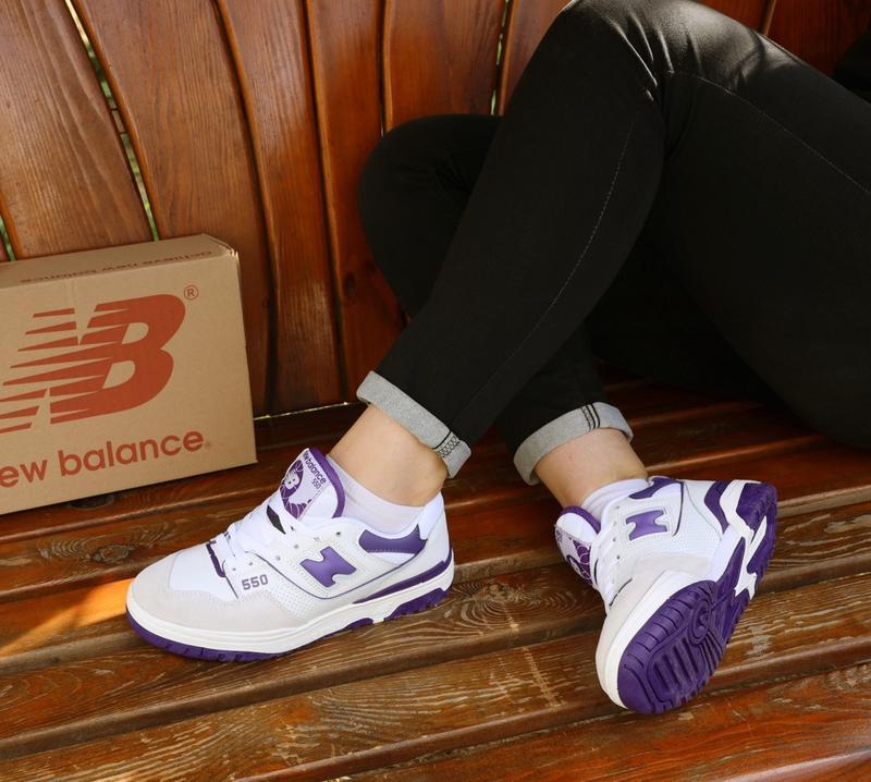 Женские кроссовки new balance 550 white purple (нью беланс 550 ...