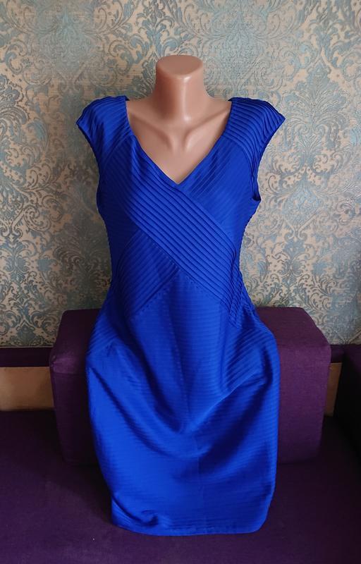 Красивое женское синее фактурное платье  большой размер батал ...