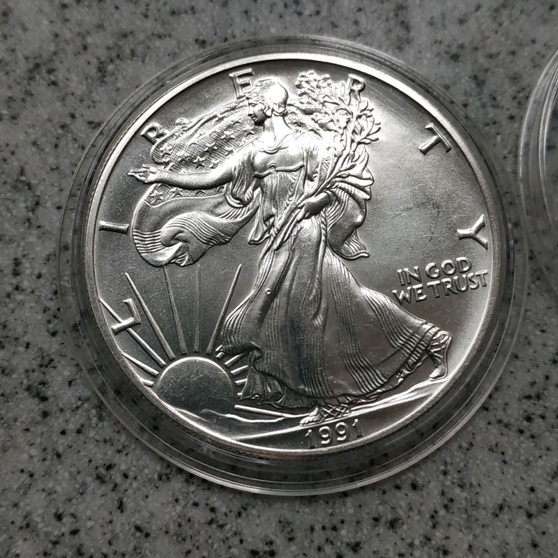 1 доллар США 1991 Серебро Шагающая Свобода Орел