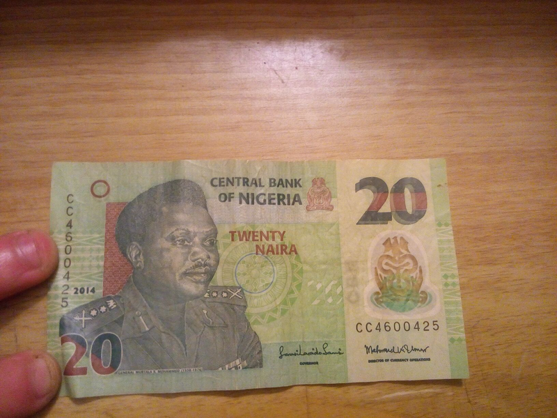 Купюра 20 Twenty Naira банк Нигерии 2014 банкнота, бона