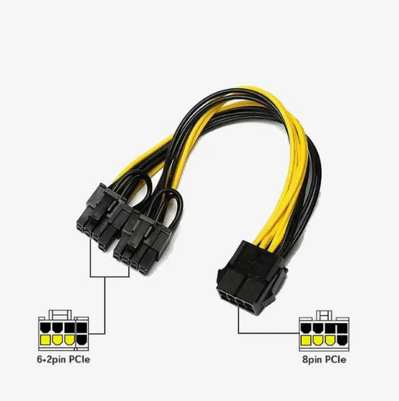 Переходник Питания Видеокарт 8pin to 2(6+2) Удлинитель 8пин PCI-E - 90 ...