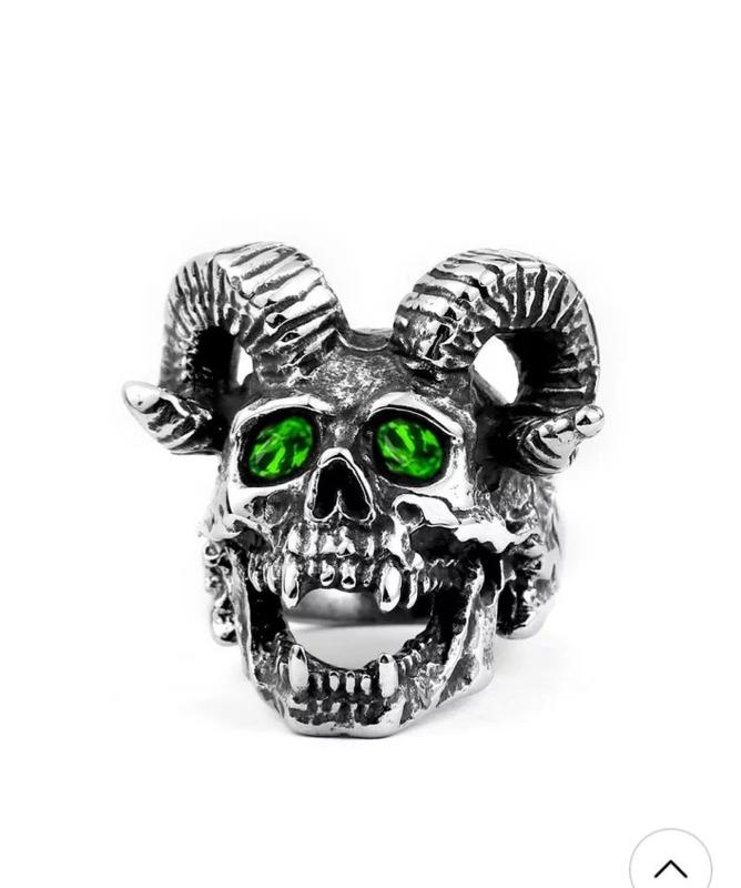 Мужское женское кольцо бижутерия дьявол каблучка унисекс зеленый