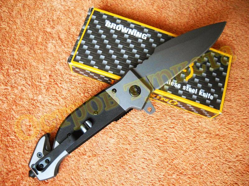 Нож тактический складной Browning Tactic Black G10 стропорез бита