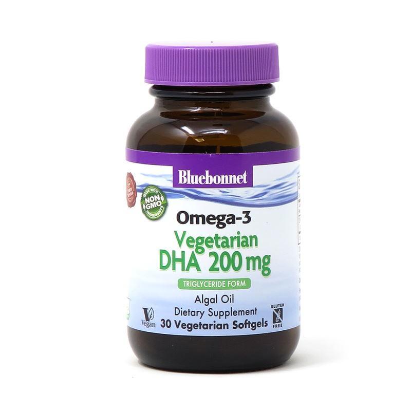 Жирные кислоты Bluebonnet Omega-3 Vegetarian DHA 200 mg, 30 ве...