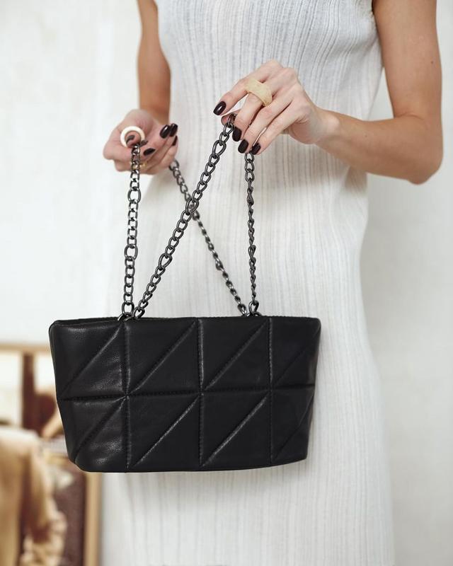 Женская сумка кожаная сумка черная сумка на цепочке кожаный клатч