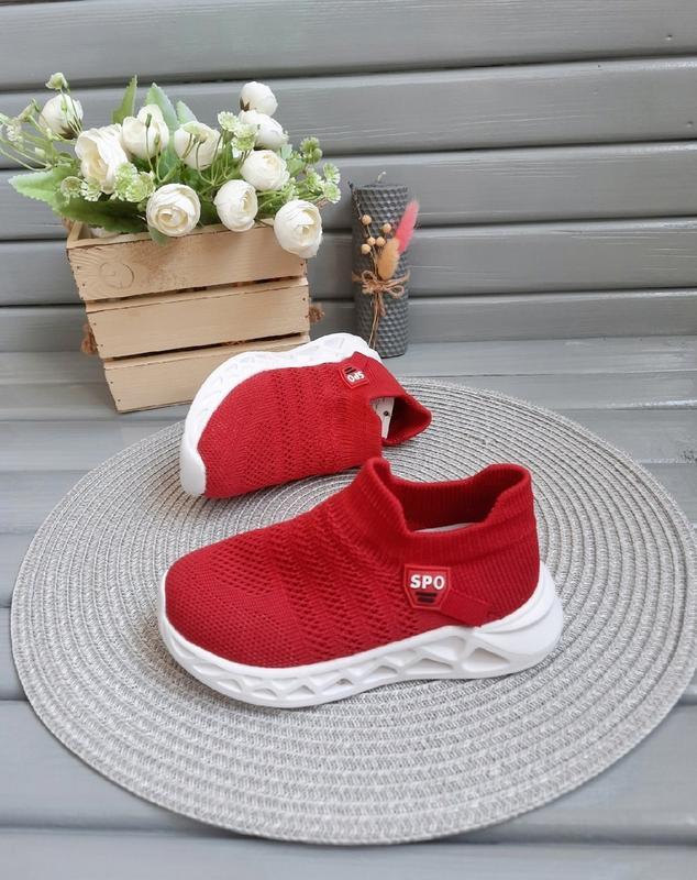 Изи красные детские текстильные кроссовки с мигающей подошвой