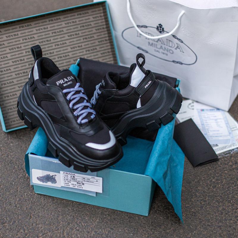 prada block sneakers black